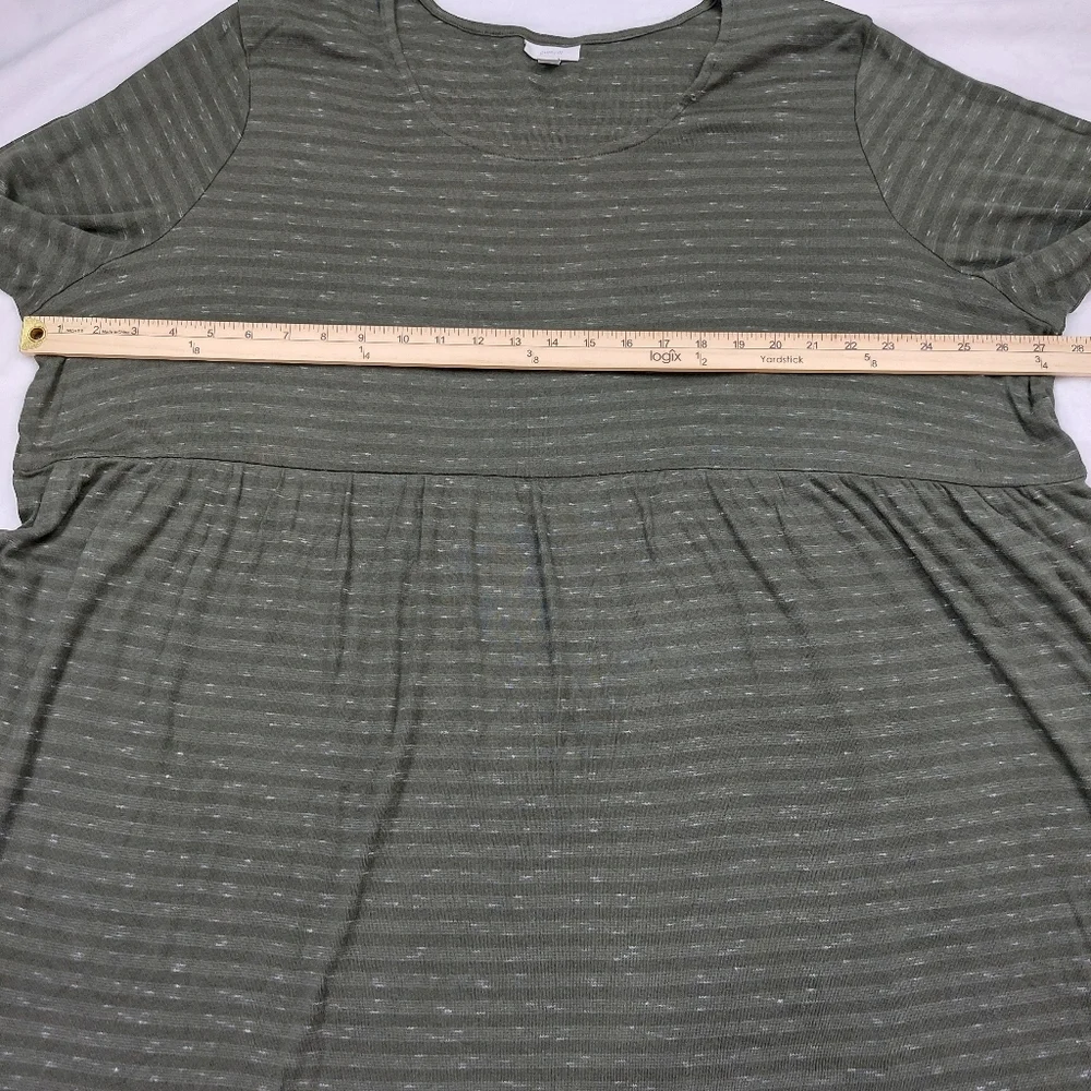 PURE JILL WOMEN'S OLIVE GREEN BABYDOLL LONG SLEEVE T-SHIRT DRESS TUNIC SIZE 3X - Picture 7 of 7